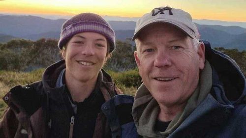 Charlie Stevens with his father Grant, the South Australian police commissioner.