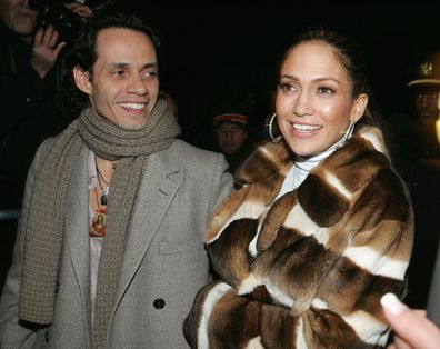 Jennifer Lopez stands with Marc Anthony in 2005. 	**This image is for use with this specific article only** 