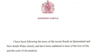Queen's message for flood victims