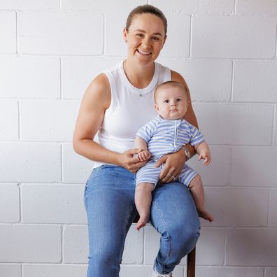 Ash Barty and baby son Hayden, Bonds BabySearch campaign