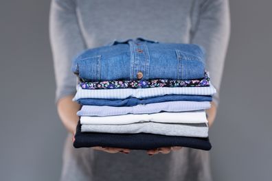 Laundry stock photo folded clothes pile