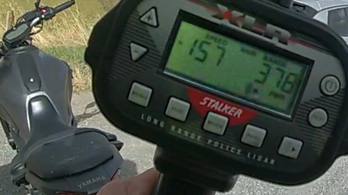Learner motorbike rider detected speeding at more than 70km/h above the limit 