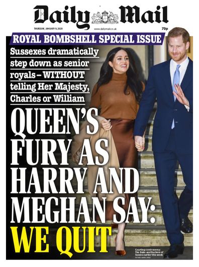 British newspapers react to Prince Harry and Meghan Markle's shock move