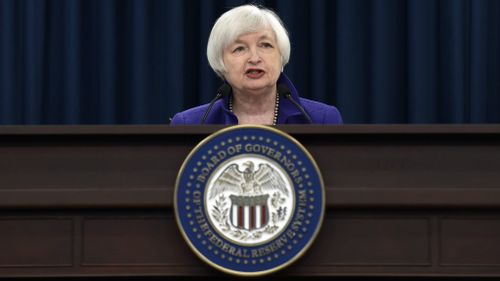 US Federal Reserve committee chair Janet Yellen explains the decision in Washington, D.C. (AAP)