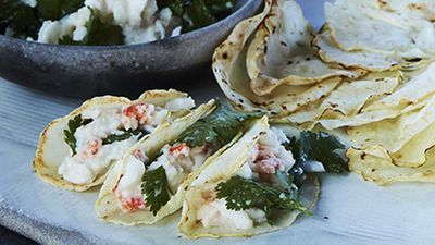 Recipe: <a href="http://kitchen.nine.com.au/2017/10/04/12/11/mark-bests-crab-and-celeriac-tacos" target="_top">Mark Best's crab and celeriac tacos</a>