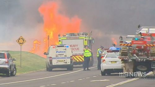 Emergency services on the scene in the 2013 crash. (9NEWS)