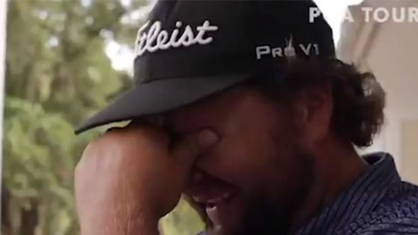 Michael Visacki chokes back tears of joy as he tells his dad he'd finally qualified for the PGA Tour
