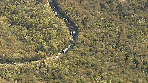 Traffic was backed up in the National Park for hours after the crash. Image: 9News