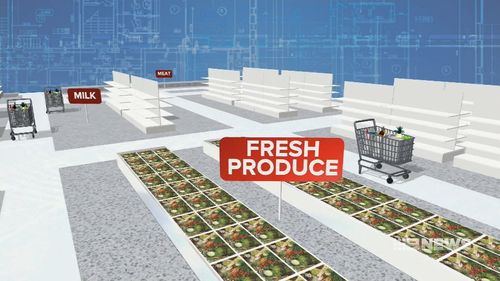 Supermarkets are designed with the fresh produce at the front to make customers feel like they're being healthy. (9NEWS)