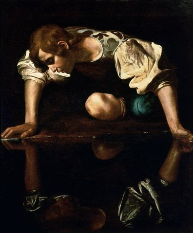 Narcissus, Caravaggio, painting