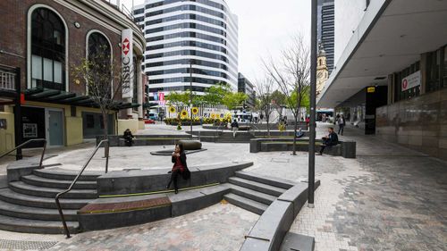 An empty outdoor mall picutured during lunch time in Mount Street, North Sydney.