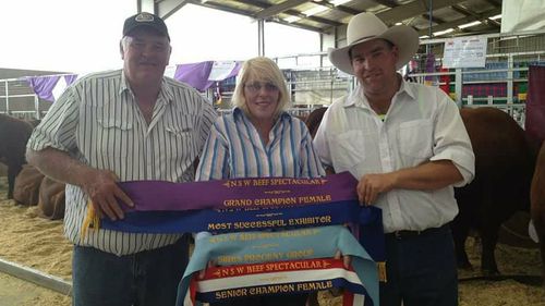 John Haycock and family with their winning ribbons. (Supplied)