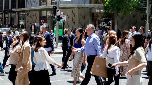 Shoppers at Pitt Street in Sydney.