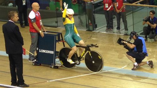 Pre-race jitters were well and truly gone for Meares as she got ready for the time trial.