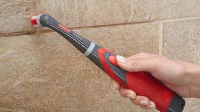 The Rubbermaid reveal power scrubber makes easier work of cleaning grout