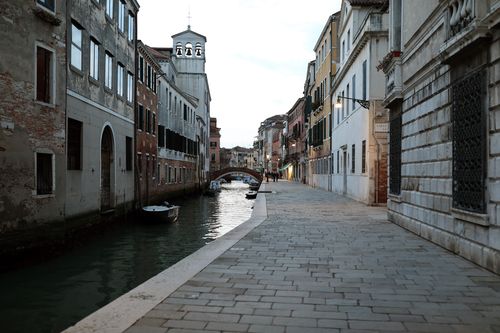 A completely empty fondamenta della Misericordia is seen on March 9, 2020 in Venice, Italy.