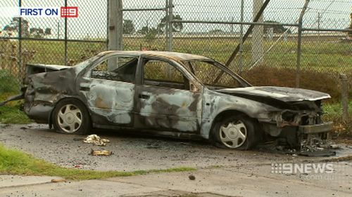 The carjackers stole their victims' car and left it burnt out. (9NEWS)