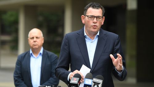 Victorian Premier Daniel Andrews and Victorian Treasurer Tim Pallas announce stimulus package.