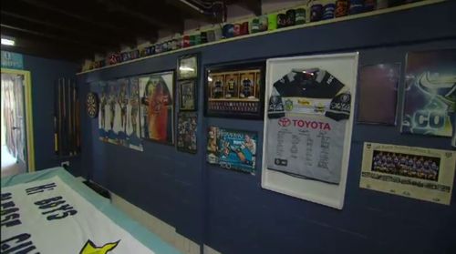 The jersey on the right is the historic Cowboys 2015 grand final victory jersey.