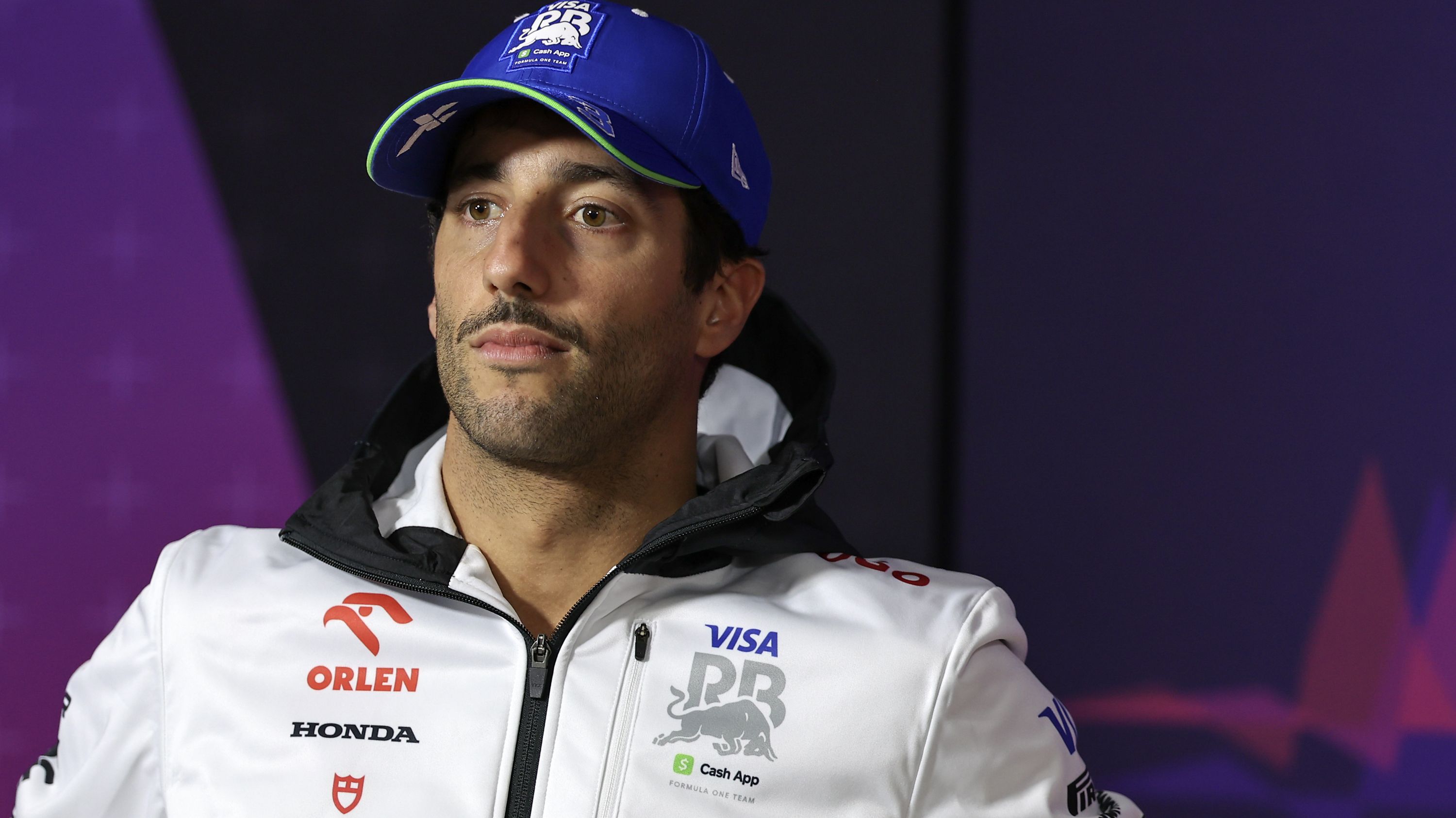 Daniel Ricciardo of Australia and Visa Cash App RB Formula One Team ahead of the F1 Grand Prix of Australia at Albert Park Circuit on March 21, 2024 in Melbourne, Australia. (Photo by Qian Jun/MB Media/Getty Images)