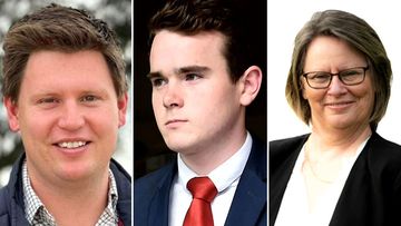 Jean-Claude Perrottet (centre), Liberal powerbroker Christian Ellis (left) and his mum, Hills Shire Councillor Virginia Ellis (right).