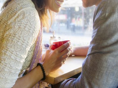 Couple on a date in a cafe