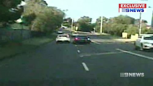 Chandler drove on the wrong side of the road and swiped another driver as he fled. Picture: 9NEWS