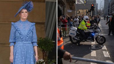 Sophie, Duchess of Edinburgh / Met Police motorcycle escort