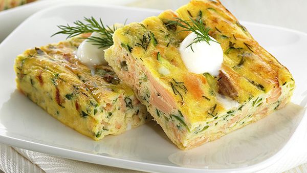Smoked trout frittata squares