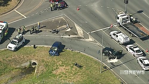 Police say the car was speeding down the wrong side of the road. (9NEWS)