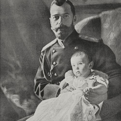 Nicholas II Romanov Emperor of Russia, with his son, heir to the throne Alexei Nikolaevic Romanov 