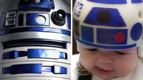 Creative dad turns son's medical headwear into Star Wars helmets