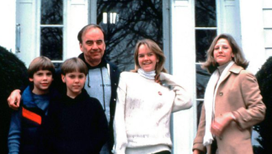 Rupert Murdoch with his children (from left) Lachlan, James and Elisabeth, with second wife Anna.