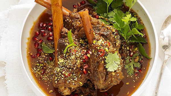 Teena Ebejer's lamb shanks with pomegranate and dukkah