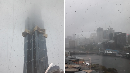 The dramatic change in conditions caught many residents by surprise. Peter Pheobe captured low hanging cloud hovering at the top of buildings. 