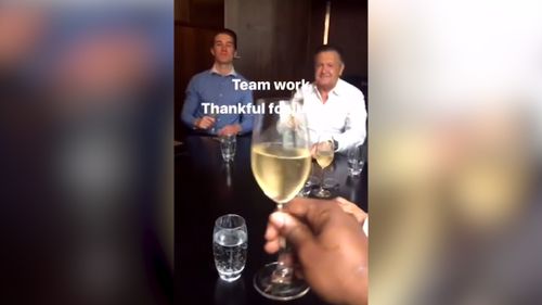 'Thankful for justice': The group celebrated with champagne. (Instagram)