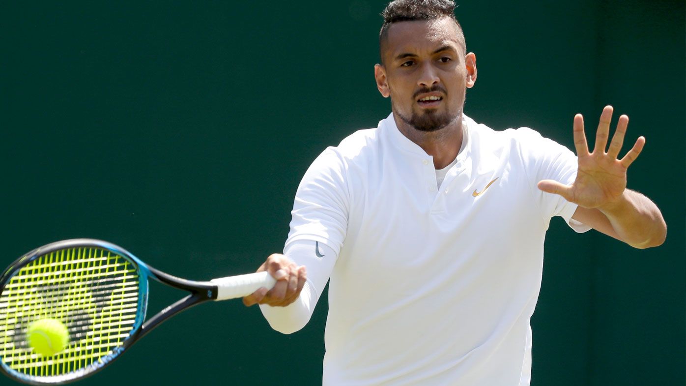 Nick Kyrgios competes in the first round of Wimbledon 2018. (AAP)