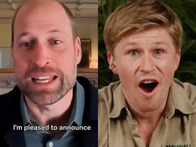 Robert Irwin reacts as Prince William announces the location of the 2025 Earthshot Prize awards