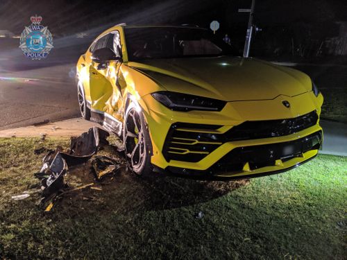 The 14-year-old crashed a stolen vehicle into a yellow Lamborghini. 