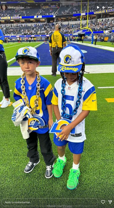 Kim Kardashian takes son Saint to football game in LA.