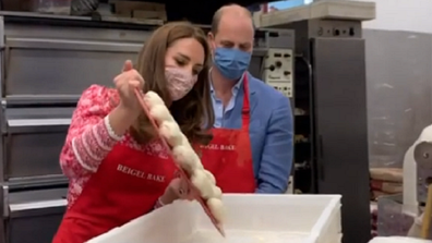 Both William and Kate tried their hand at making the baked treats.