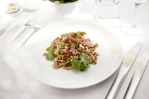 A tuna poke salad with wakame and sesame soy dressing. This meal is one of the new dining choices on Qantas' new 787 Dreamliner Perth to London menu, to launch on March 24. 