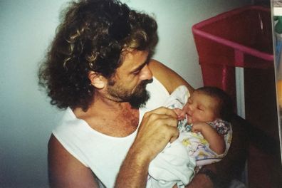 Chloe Karis with her dad as a baby.