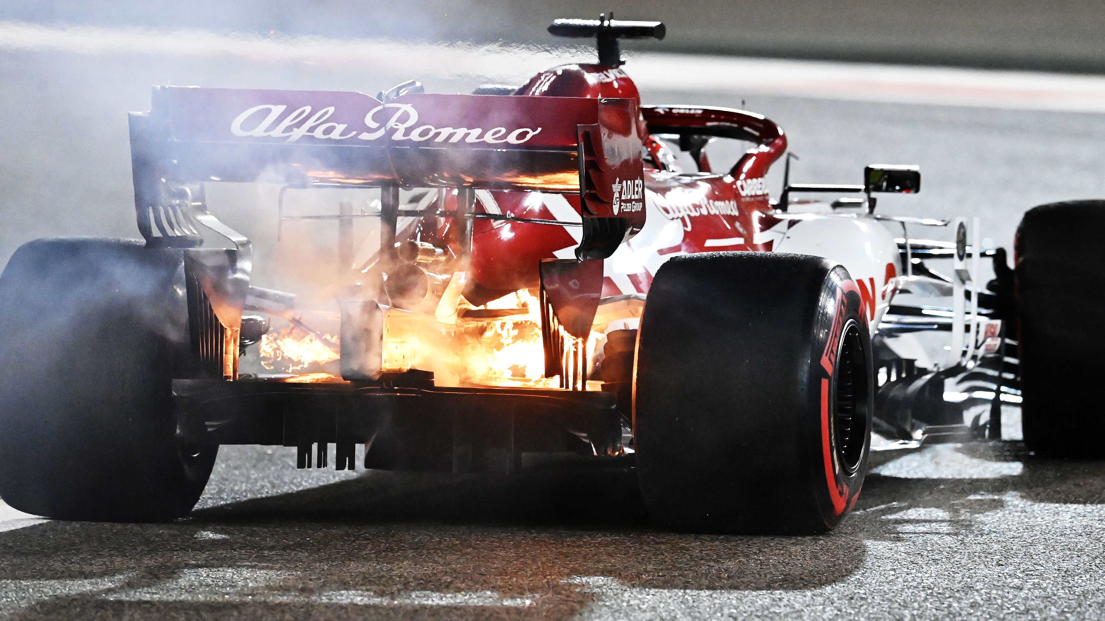 Formula 1 veteran Kimi Raikkonen remains ridiculously calm as Ferrari engine goes up in flames