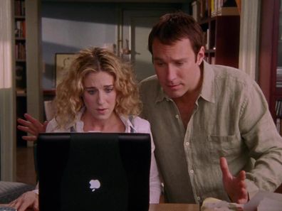 Carrie Bradshaw loses her work as her laptop crashes in an episode of Sex and the City