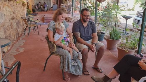 The Zavros family spent their first night after being rescued in Coober Pedy.