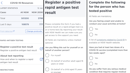 The Service NSW now has a system to report positive COVID-19 at-home tests.