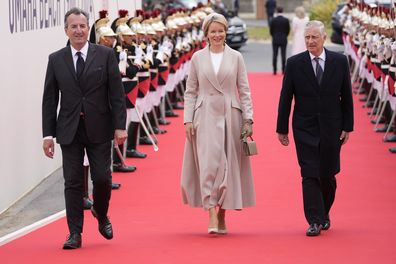 Belgium's King Philippe, right, and Queen Mathilde 