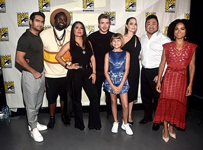 The Externals cast, Kumail Nanjiani, Brian Tyree Henry, Salma Hayek, Richard Madden, Lia McHugh, Angelina Jolie, Don Lee, Lauren Ridloff, Comic-Con.