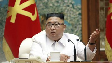 North Korean leader Kim Jong Un attends an emergency Politburo meeting in Pyongyang, North Korea.